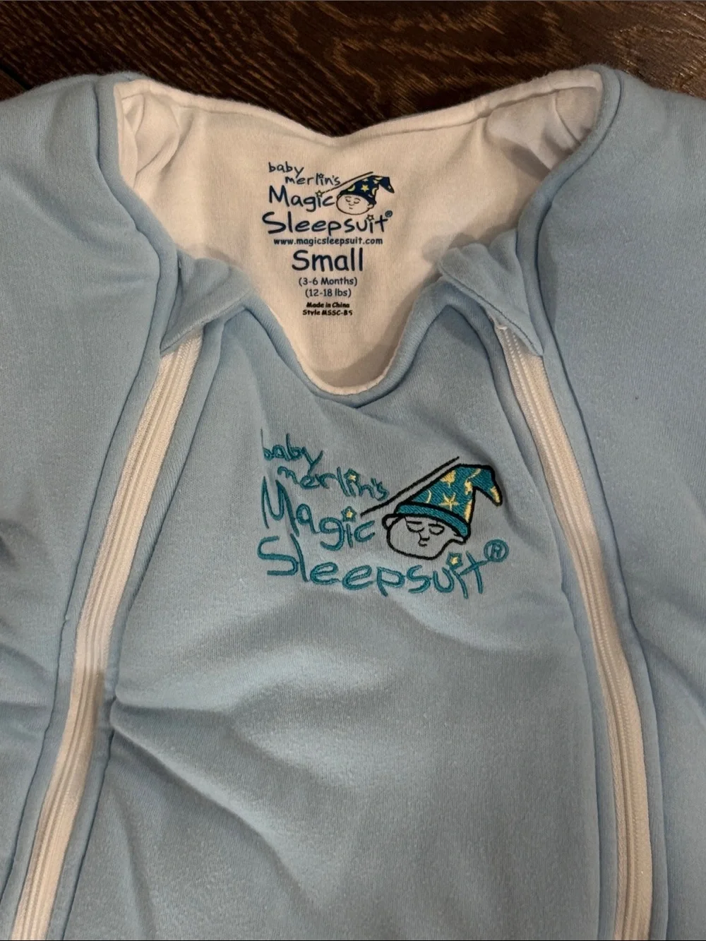 Baby Merlin's Magic Sleepsuit One-Piece - Light Blue- sz small